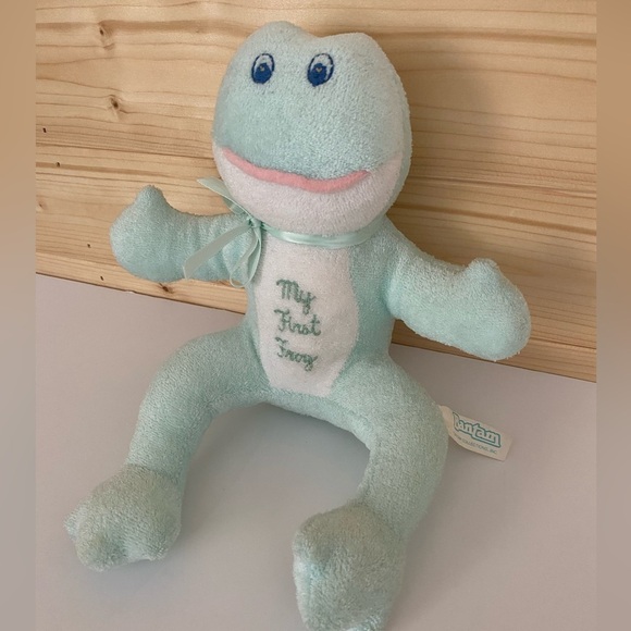 VINTAGE Bantam Collection Terry Cloth MY FIRST FROG Plush Rattle Baby Toy - Picture 3 of 10